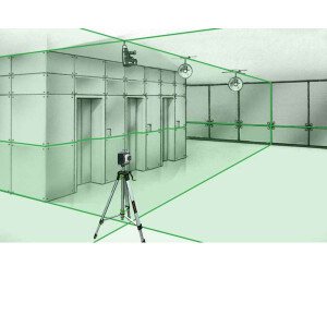 Laserliner CompactPlane-Laser 3G Pro, 3D-Linienlaser mit 2 vertikalen und 1 horizontale (grünen) Laserlinien, Selbstnivellierbereich 3°, Genauigkeit ± 0,35mm/ m