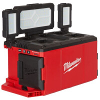 QQ MILWAUKEE M18POALC-0 Akku-Packout-Leuchte 18V, 3000lm, drei schwenkbare Lichtköpfe, 9 Modi, Schutzklasse IP 54, Sologerät