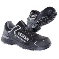 sparco  Allroad STIRIA S3 Sicherheitshalbschuh, Gr. 43, Farbe: schwarz, Weite 12, halbhoch, Microfaser-Kunststoff mit Puron Front- und Heckschutz, öl- und benzinresistent, SRC, hitzebeständig bis max. 120°C