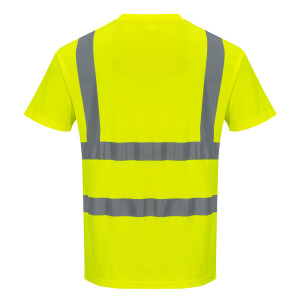 Portwest S170 Baumwoll-Comfort-Warnschutz-Kurzarmshirt, Farbe: neongelb, Rundhalsauschnitt, 40+ UPF klassifiziertes Gewebe, das 98% der UV-Strahlen blockiert, max. 50 Wäschen, Größe L