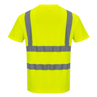 Portwest S170 Baumwoll-Comfort-Warnschutz-Kurzarmshirt, Farbe: neongelb, Rundhalsauschnitt, 40+ UPF klassifiziertes Gewebe, das 98% der UV-Strahlen blockiert, max. 50 Wäschen, Größe L