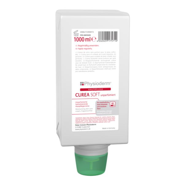 QQ Physioderm® CUREA SOFT Hautpflegecreme für stark belastete und trockene Haut, 1000ml Vario-Flasche