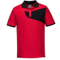 QQ Portwest PW210 PW2 Cotton Comfort Polo Shirt S/S Größe XL, Farbe rot/schwarz, 55% Baumwolle, 45% Polyester 144g