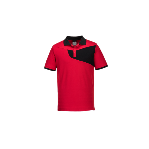 ABV Portwest PW210 PW2 Cotton Comfort Polo Shirt S/S Größe XXXL, Farbe rot/schwarz, 55% Baumwolle, 45% Polyester 144g