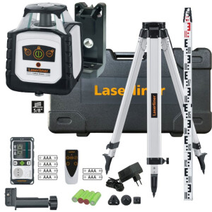 Laserliner Cubus G 210 S Set 150 cm Vollautomatischer Rotationslaser mit Stativ, Laserempfänger und Messlatte im Tragekoffer