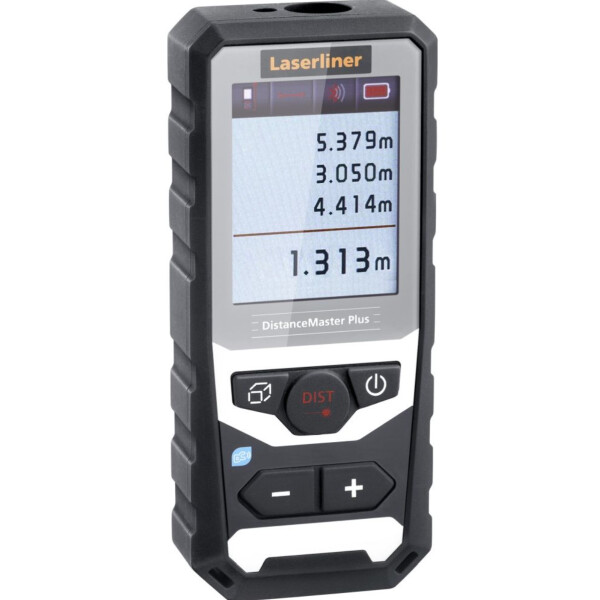 Laserliner Entfernungsmesser Distance-Master Plus 100, Messbereich innen 0,1 bis 100m, rote Lasertechnologie, Flächen- und Volumenfunktion, Farbdisplay, eingebauter Akku, Bluetooth im Hartkoffer