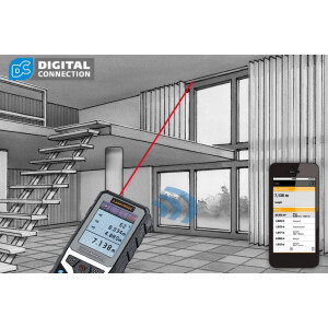 Laserliner Entfernungsmesser Distance-Master Plus 100, Messbereich innen 0,1 bis 100m, rote Lasertechnologie, Flächen- und Volumenfunktion, Farbdisplay, eingebauter Akku, Bluetooth im Hartkoffer