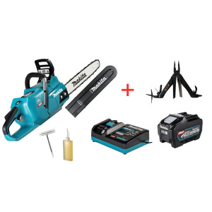 Makita UC012GT103 Akku-Kettensäge-Set 40V max., 25,5 m/s, 40 cm, 42 cm³, Sologerät UC012GZ inkl. Akku BL4050F, Schnellladegerät DC40RA, Leatherman Multifunktionswerkzeug