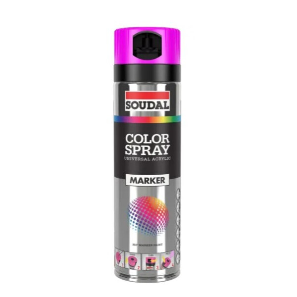 SOUDAL Baustellenmarkierspray Color Spray MP Fluo, pink, 500 ml, Spraydose
