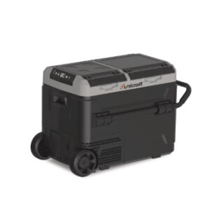 unicraft UKB 50 Kühlbox, 230V, -20^C bis 20 °C, 50l, mit USB A-Anschluss und intregriertem Akku, App und Bluetoothübertragung, ausziehbaren Griff , großen Transportrollen