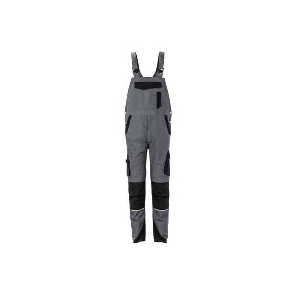 QQ PLANAM Norit Herren Latzhose, Farbe: schiefer/schwarz, Größe: 42, leichte Arbeitshose mit elastischen Einsätzen im Schritt und am Schaft, 65 % Polyester, 35 % Baumwolleca. 245 g/m²
